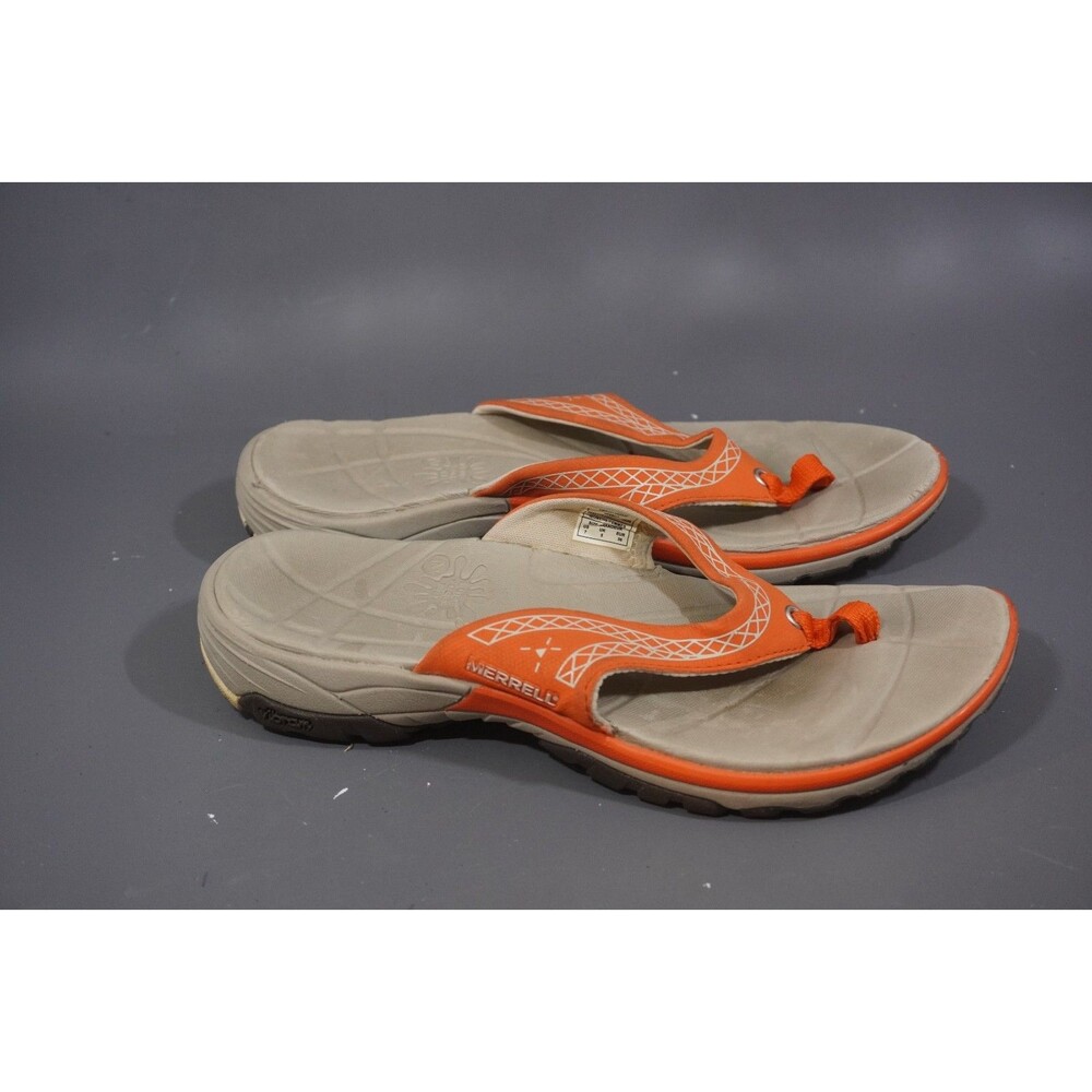 Merrell Alveo Thong Sandals Womens Sz 7 Orange Lychee Vibram Slip On Flip Flops